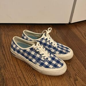 SEAVEES x J. Crew blue gingham check sneakers Size 6
